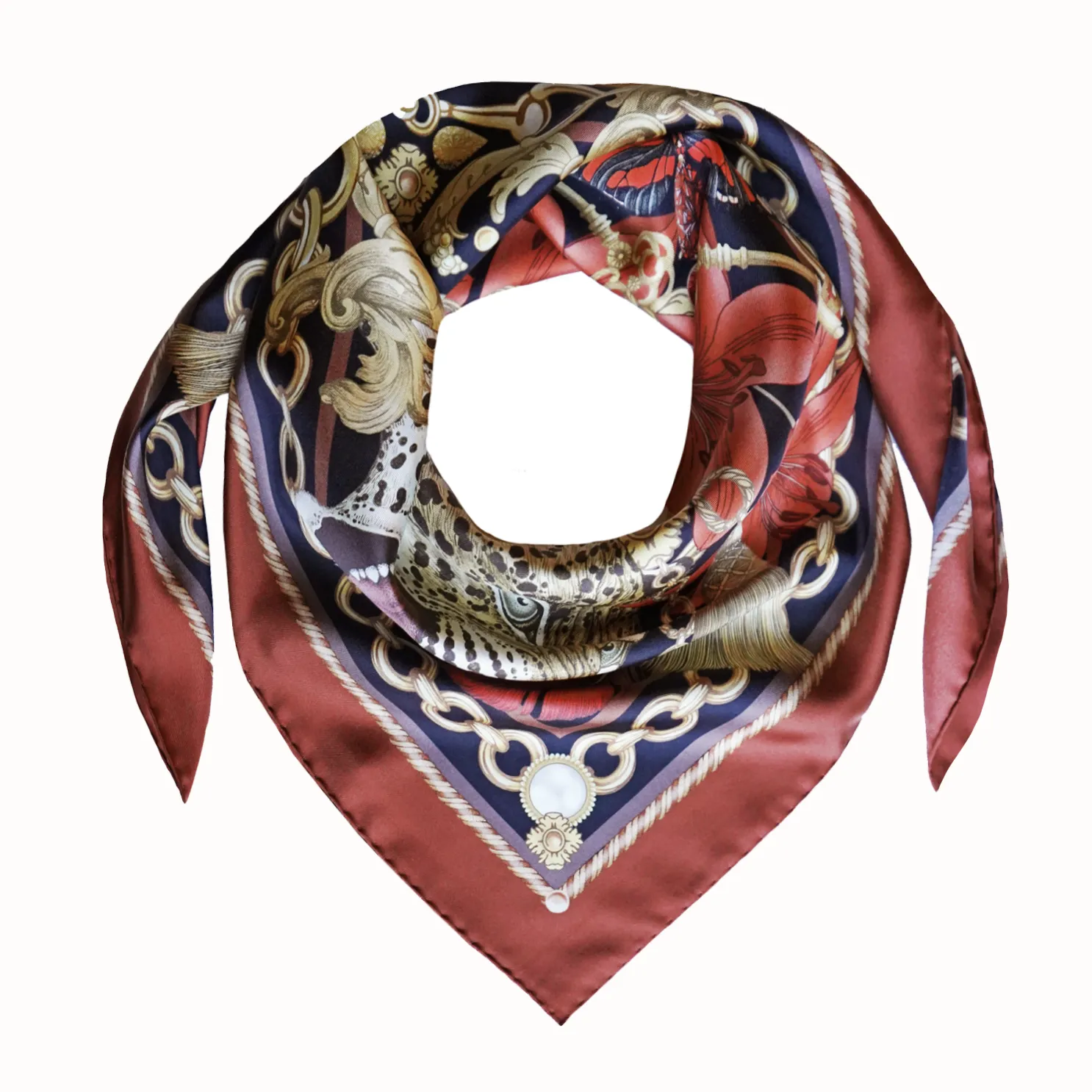 The Leopard & Tulip Silk Scarf | 90x90cm