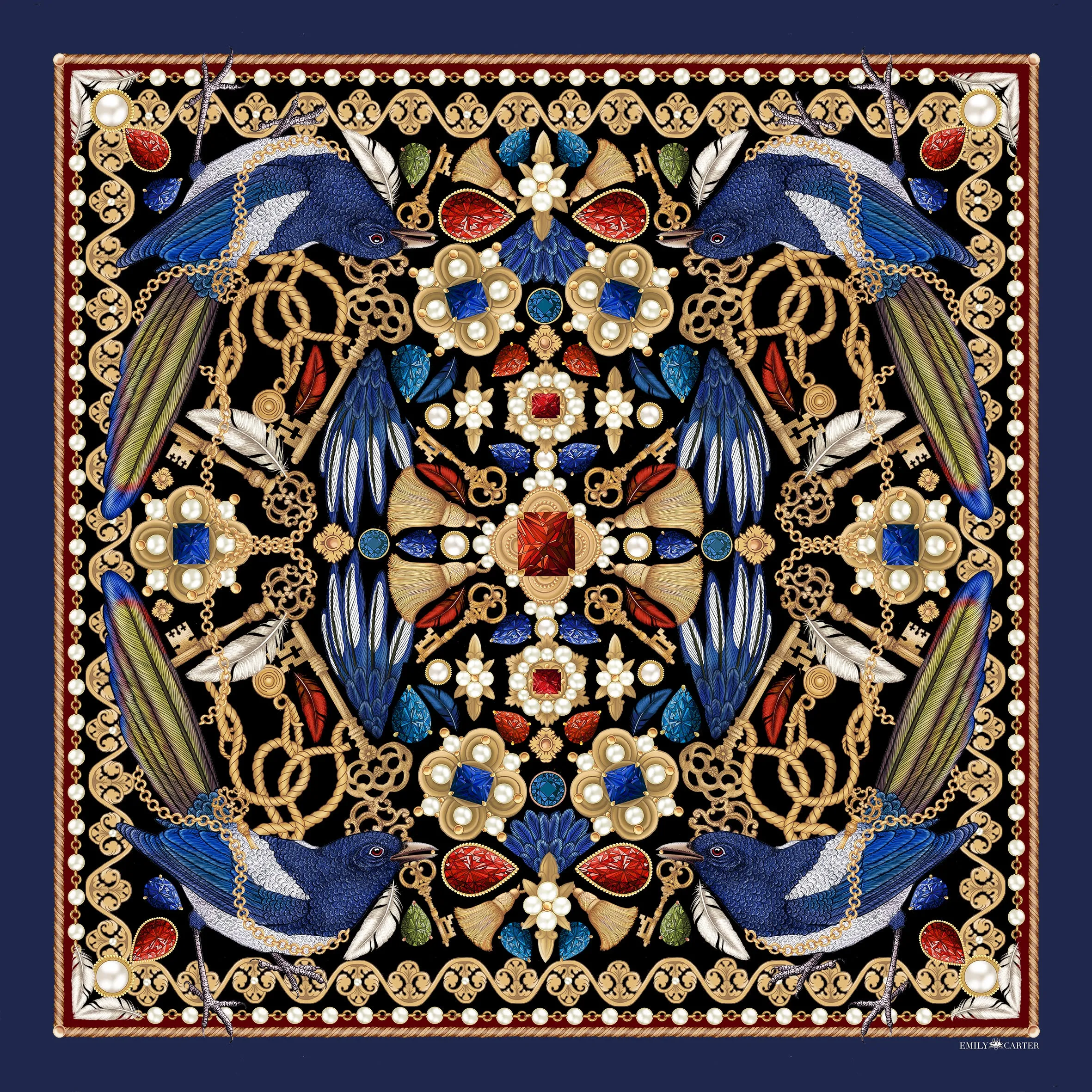 The Medieval Magpie Scarf | Wool/Silk | 90x90cm [Preorder]