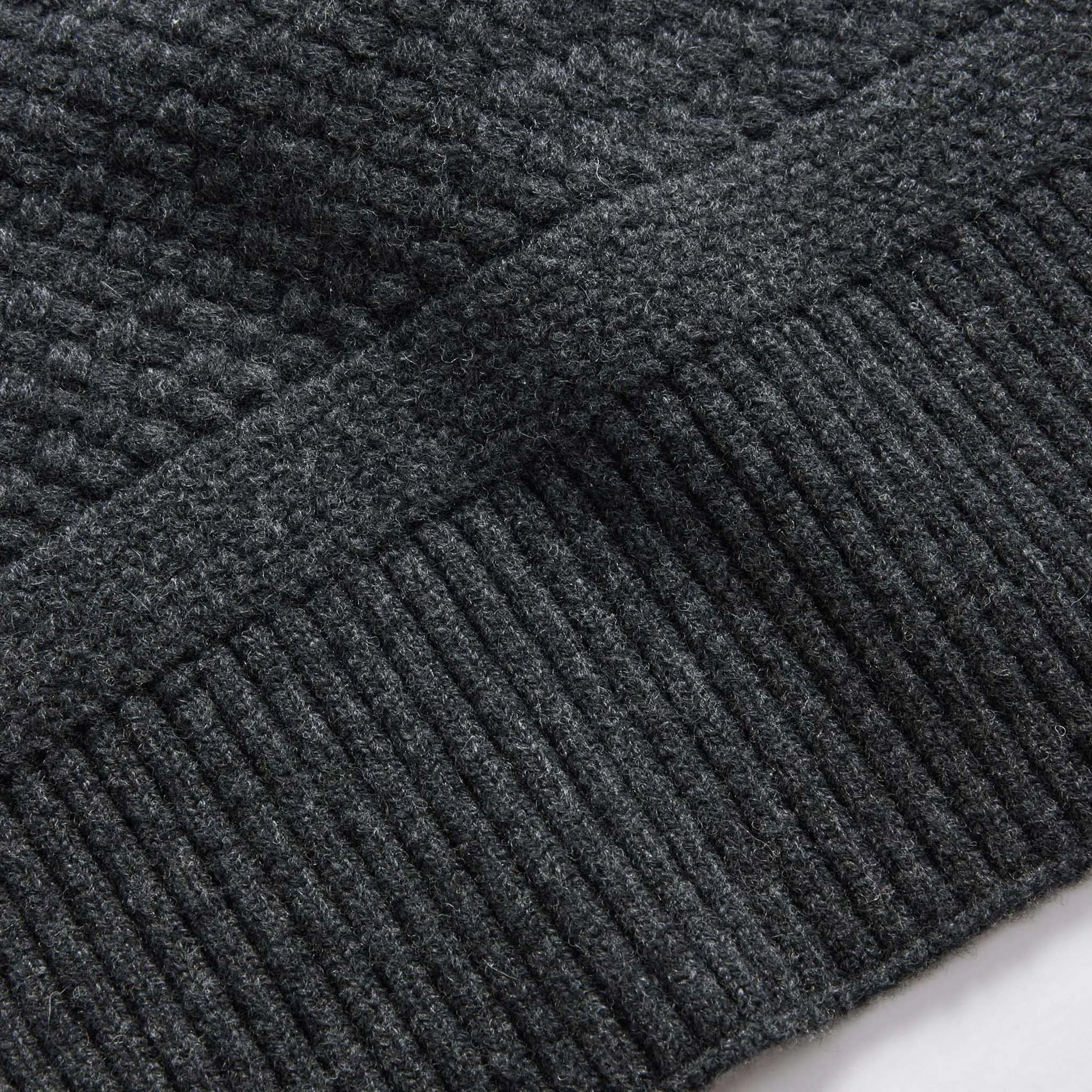 The Textured Knit Scarf in Heather Coal Merino