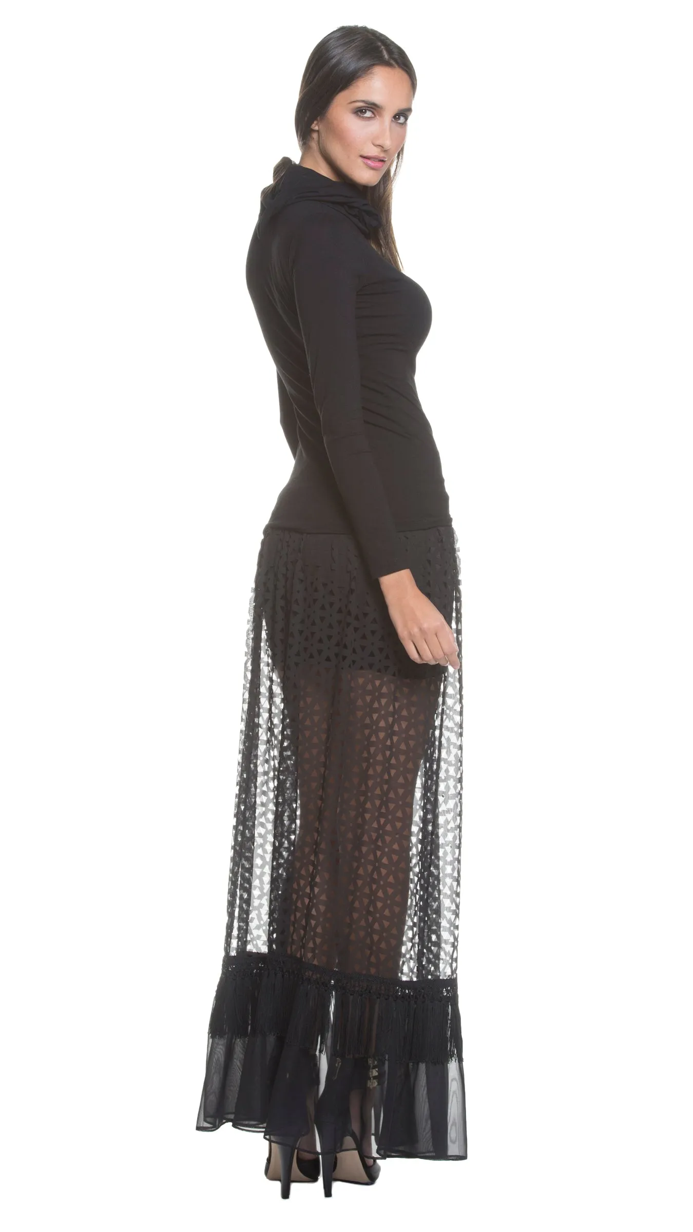 Tracey Laser Cut Maxi Skirt