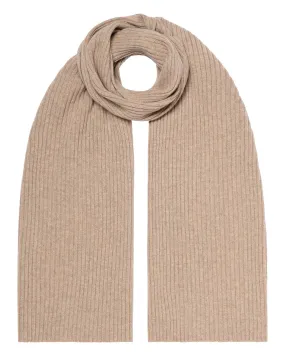 Unisex Short Ribbed Cashmere Scarf Oatmeal Brown