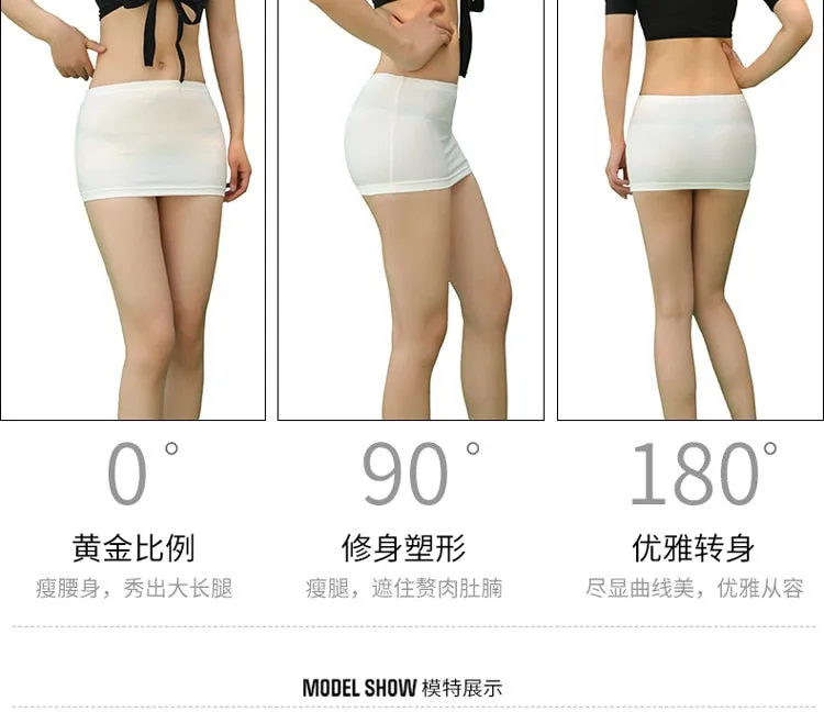 VenusFox Sexy Women Ice Silk Tight Pencil Cute Skirt  Smooth See Through Micro Mini Skirt Sheer Cosplay Skirt Erotic Wear Candy Color