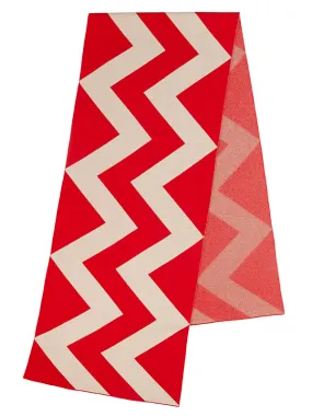 Vertical Zigzag Scarf Poppy & Oatmeal