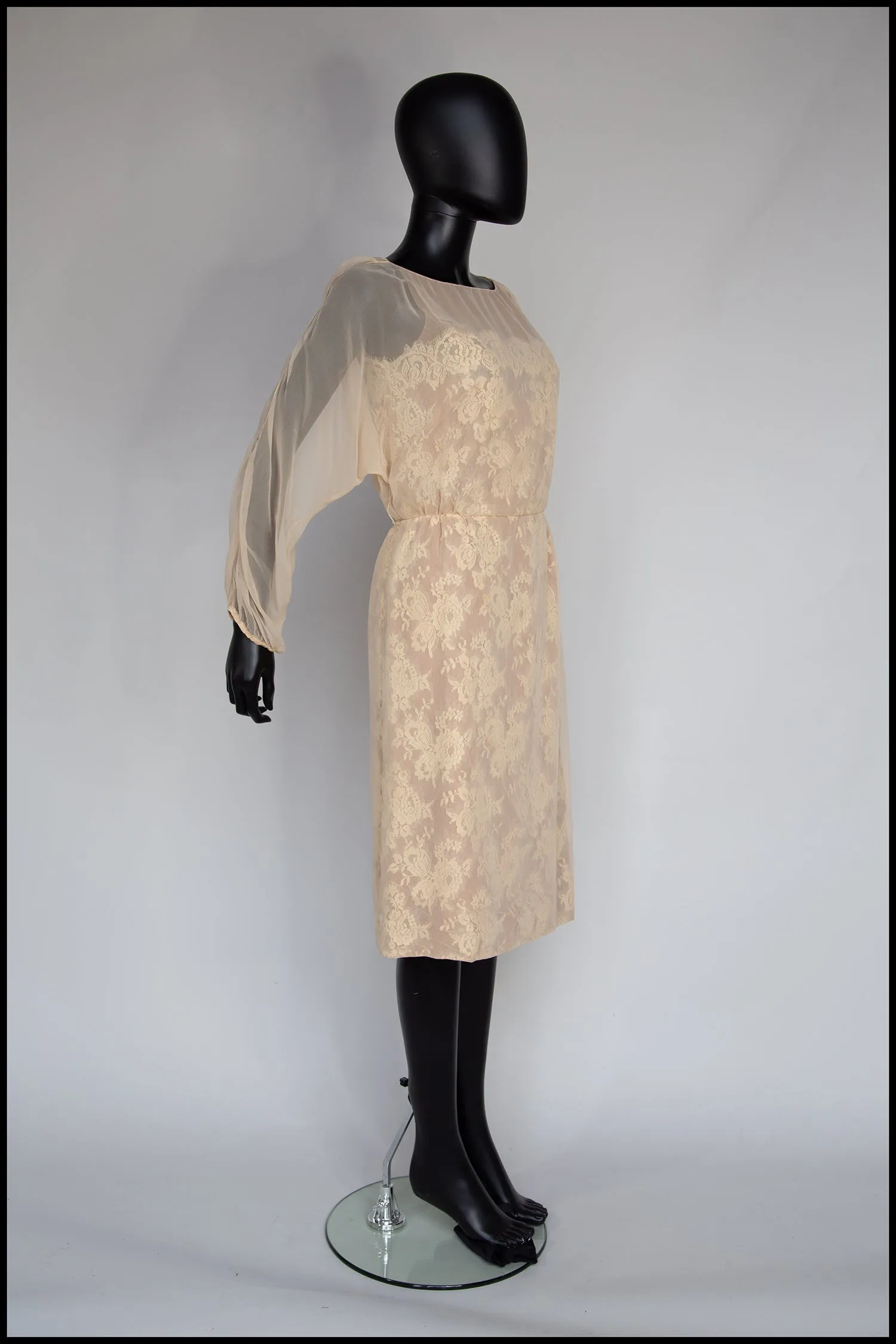 Vintage 1960s Travilla Champagne Lace Wiggle Dress