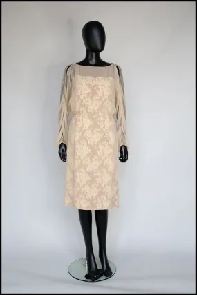 Vintage 1960s Travilla Champagne Lace Wiggle Dress