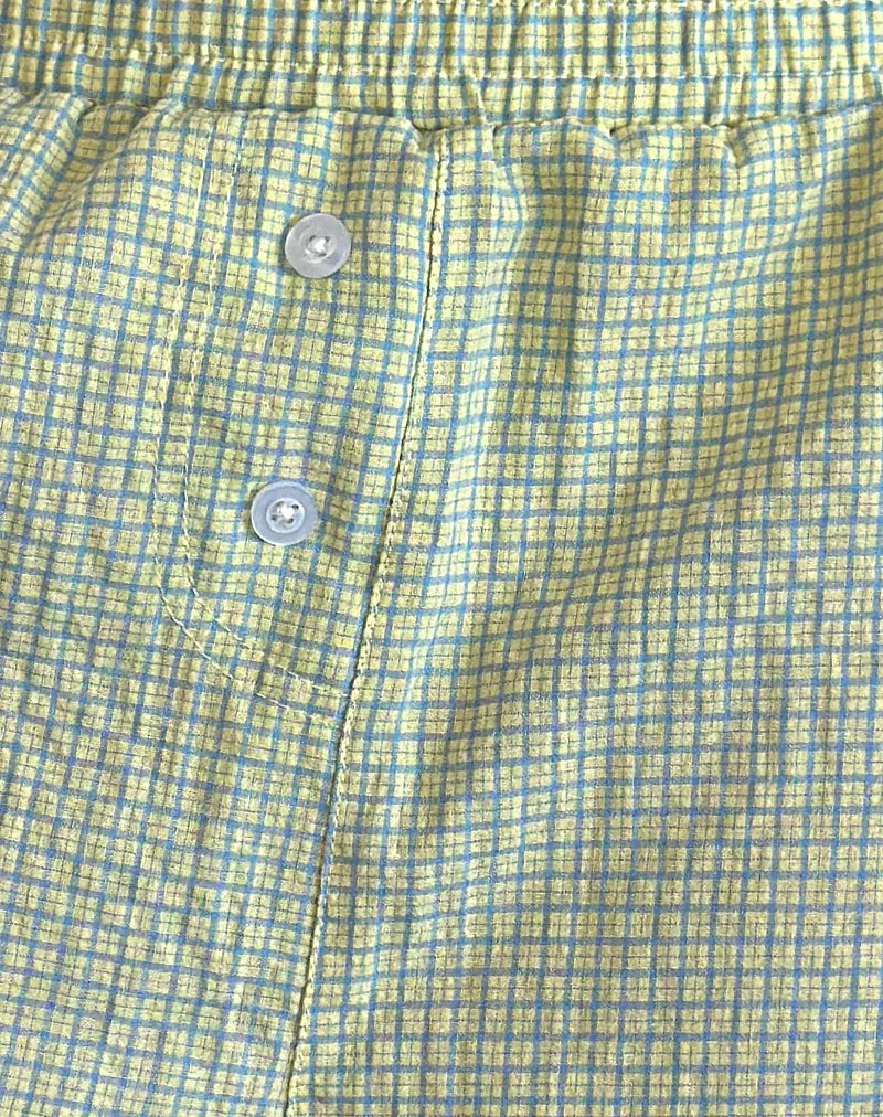 Voir Short in Poplin Gingham Yellow and Blue