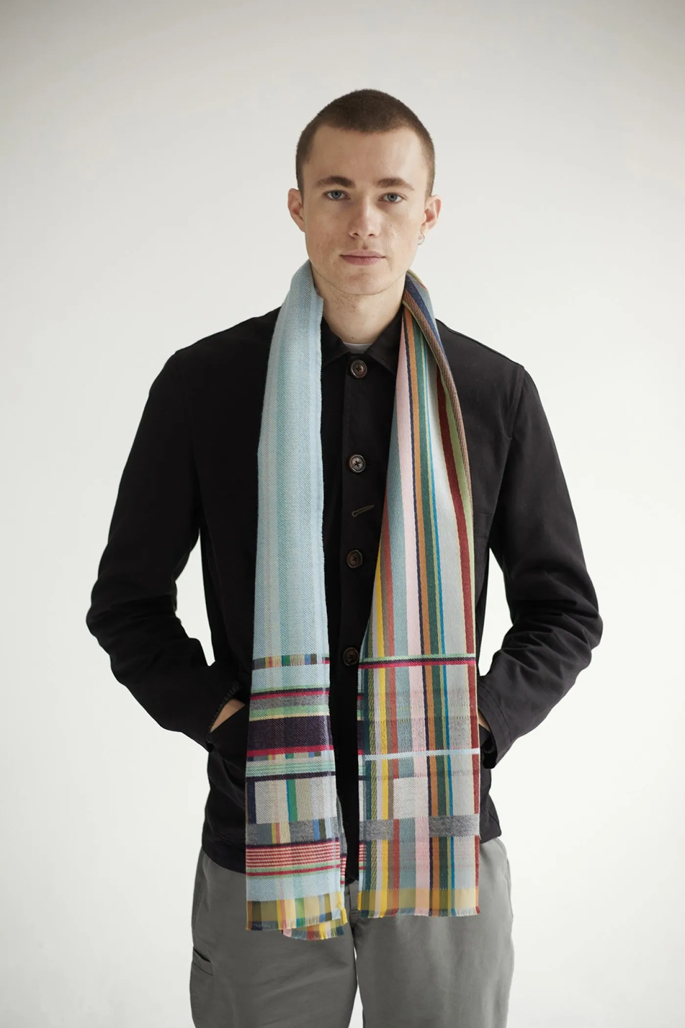 Wallace Sewell Silk and Lambswool scarves - Fritton - Cloud AQUA