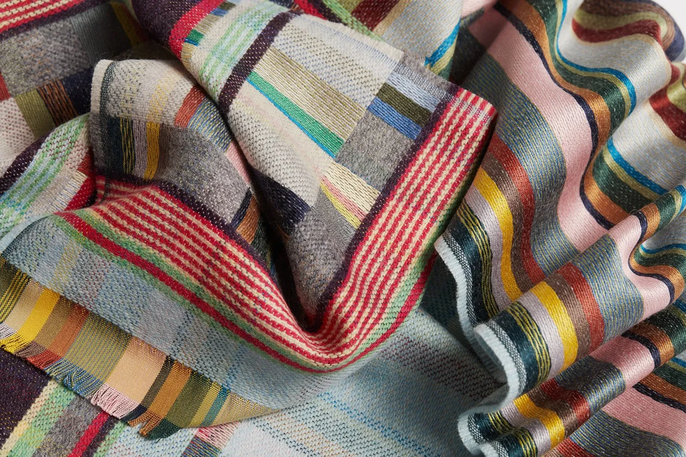 Wallace Sewell Silk and Lambswool scarves - Fritton - Cloud AQUA