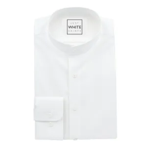 White Egyptian Cotton Non Iron Dress Shirt, Mandarin Collar and Adjustable Button Cuffs