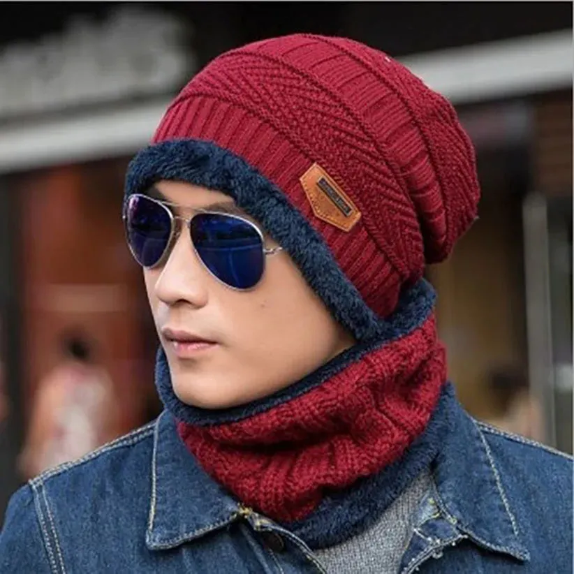 Winter Fleece Scarf Hats Thicken Plush Warm Beanies Wool Knit Caps Men Women Outdoor Cycling Ski Cold Protection Neck Mask Hat