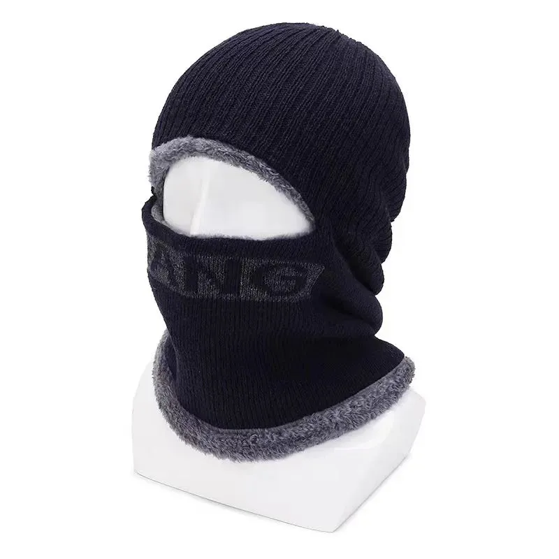 Winter Fleece Scarf Hats Thicken Plush Warm Beanies Wool Knit Caps Men Women Outdoor Cycling Ski Cold Protection Neck Mask Hat