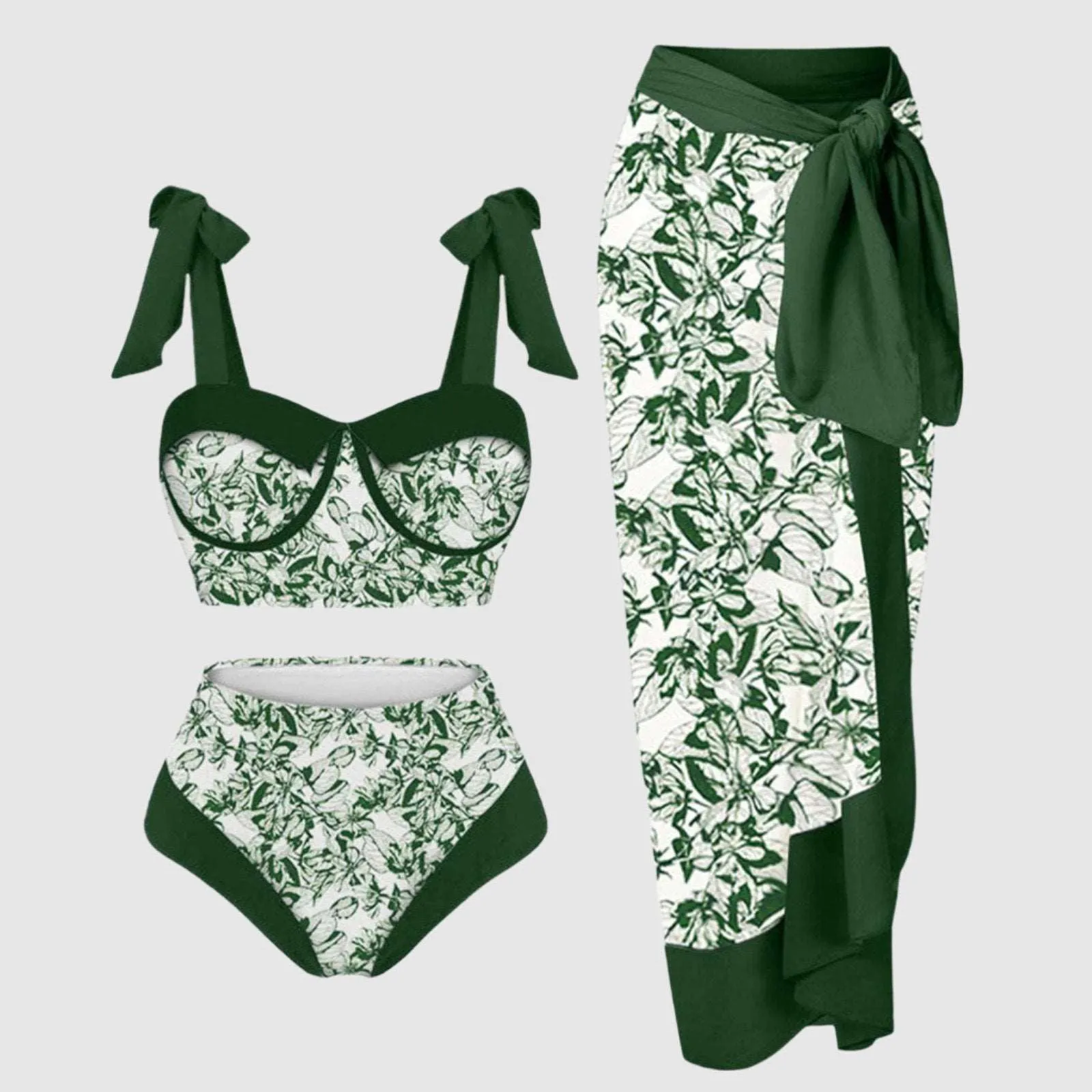 Women's Two-piece Swimsuit and Cover Scarf Set