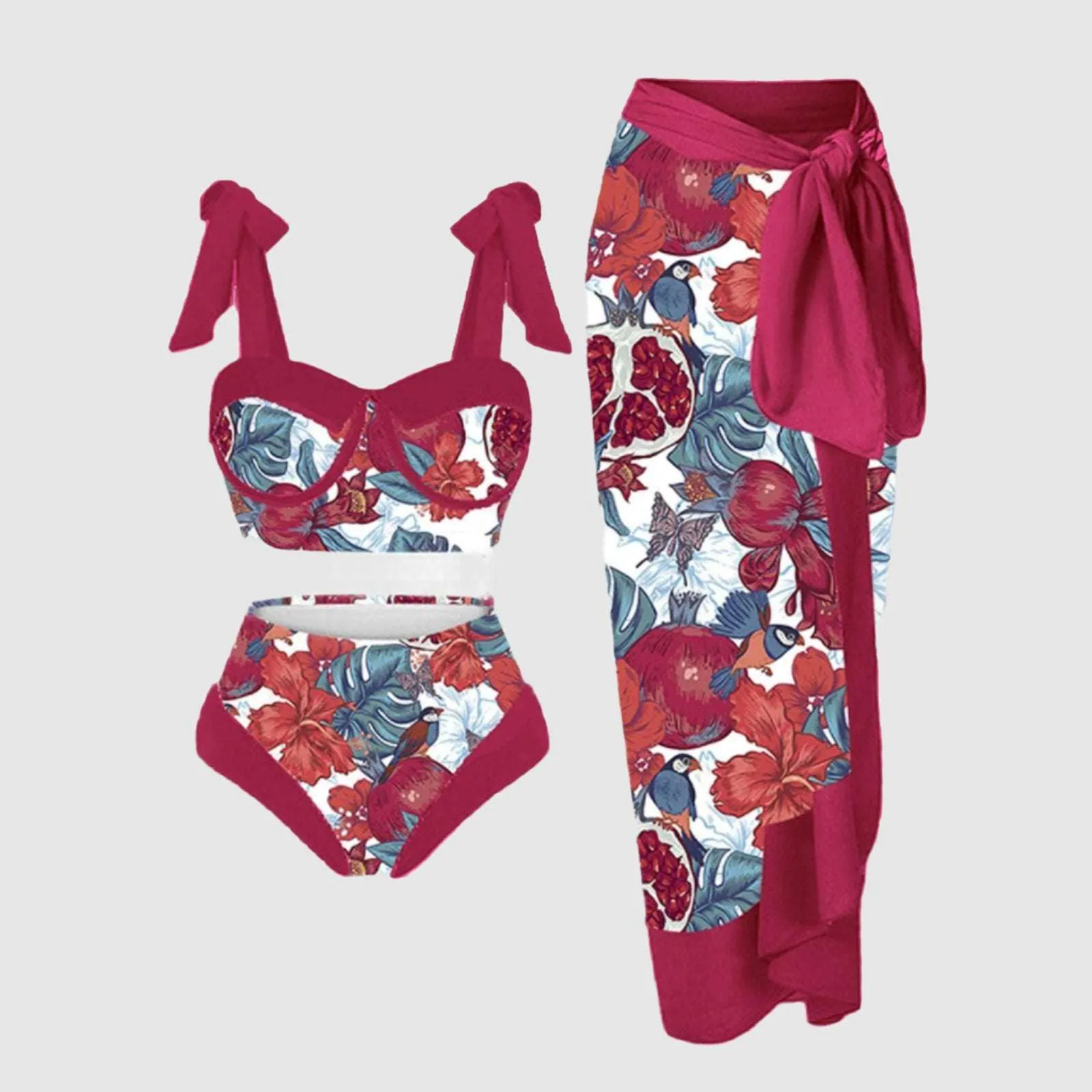 Women's Two-piece Swimsuit and Cover Scarf Set