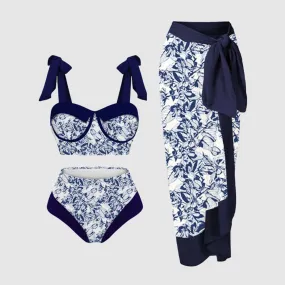 Women's Two-piece Swimsuit and Cover Scarf Set