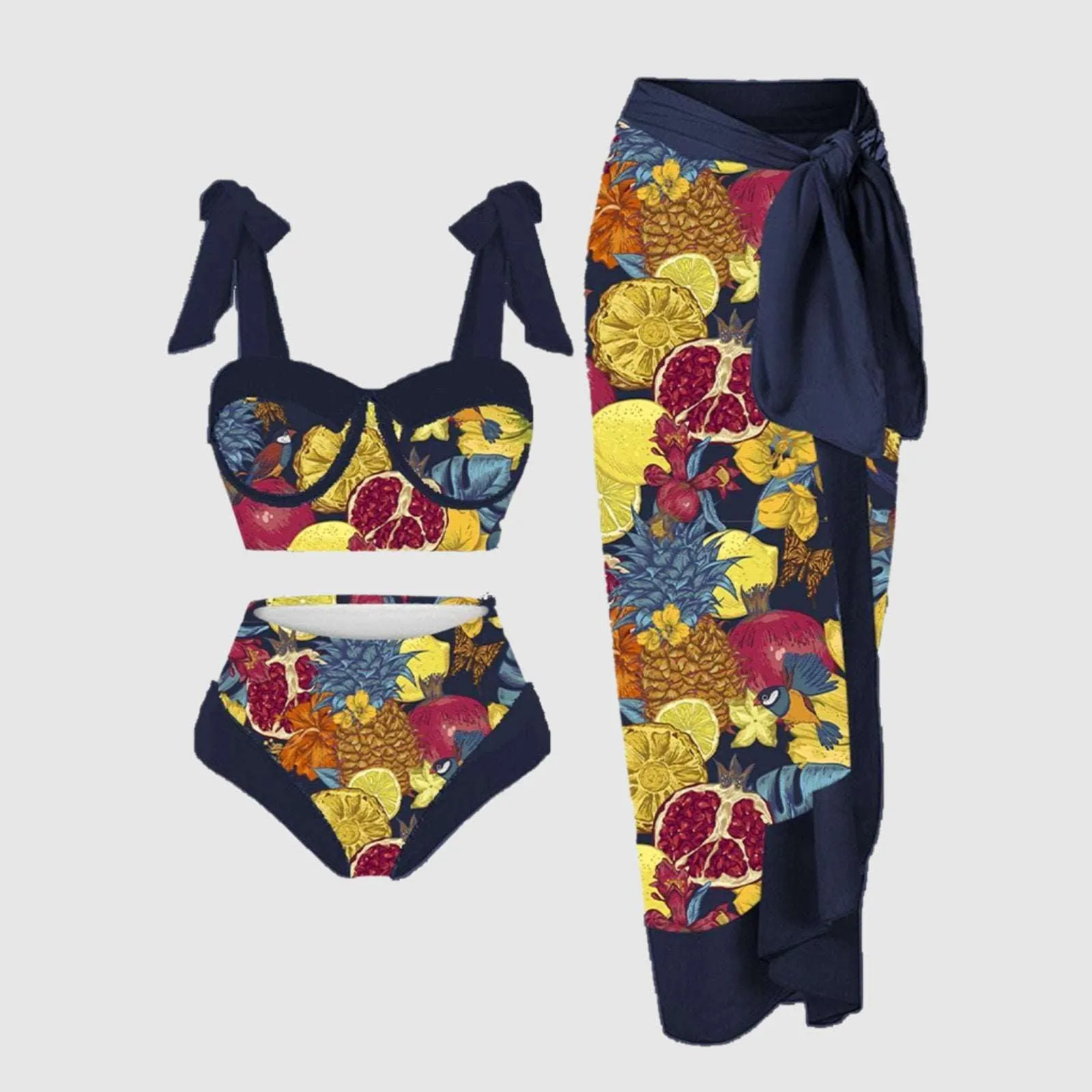 Women's Two-piece Swimsuit and Cover Scarf Set