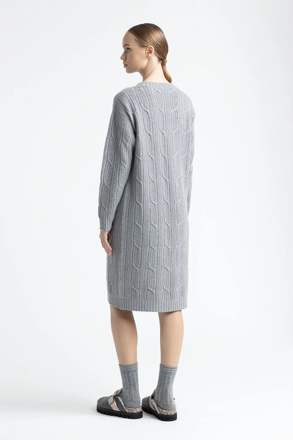 Wool, silk, cashmere and lurex midi dress