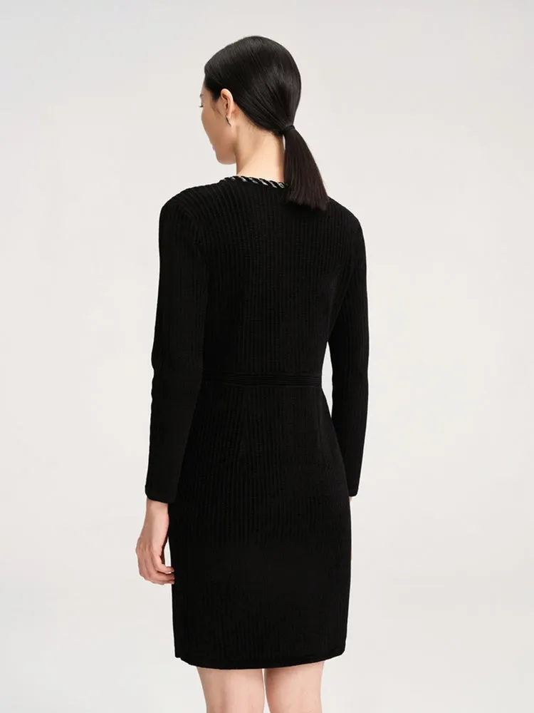 YAYING Trimmed Black Knit Dress