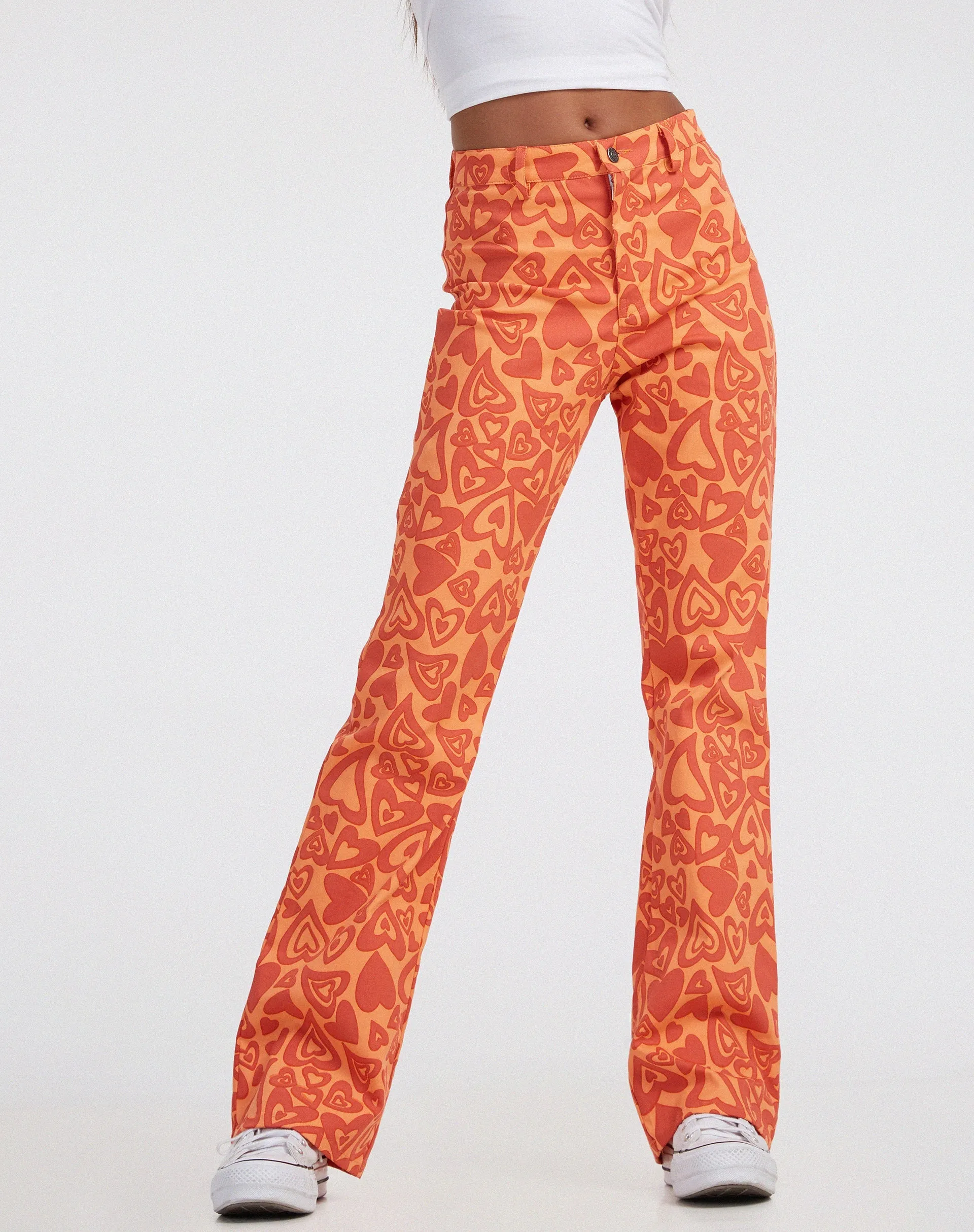 Zoven Flare Trouser in Retro Heart Orange