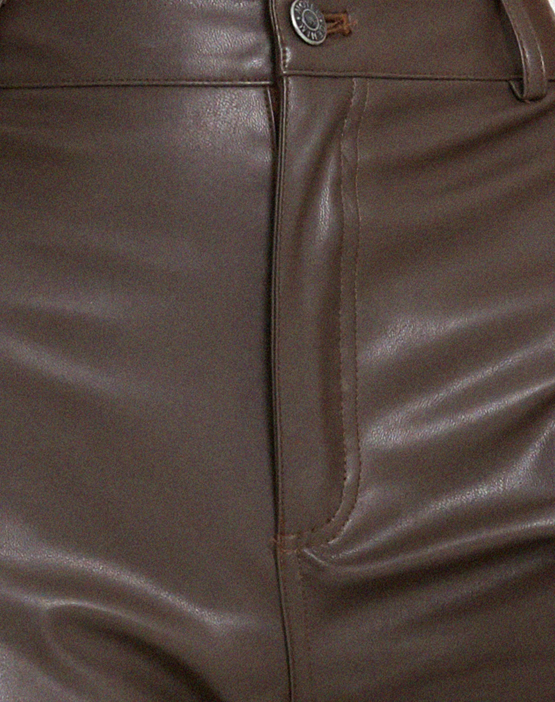 Zoven Trouser in Pu Dark Chocolate